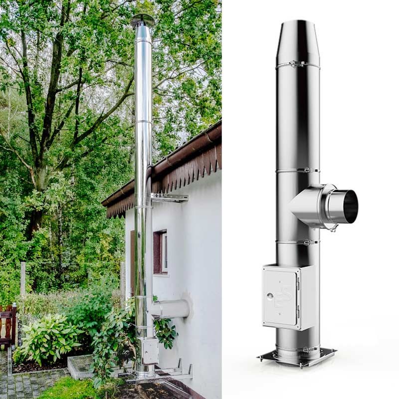 Ø 150mm Kit conduit de cheminée double paroi pour l'extérieur - 2,2m  jusqu'à 12,2m