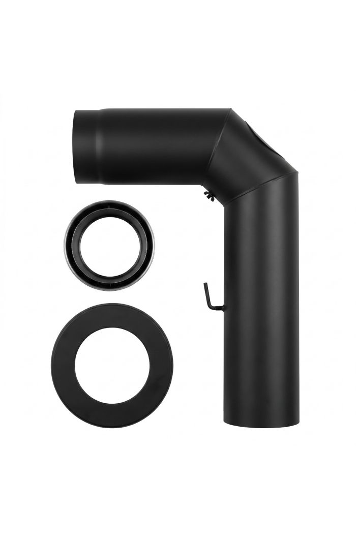 Rauchrohr Winkelrohr 90° fein poliert ID 150 mm schwarz