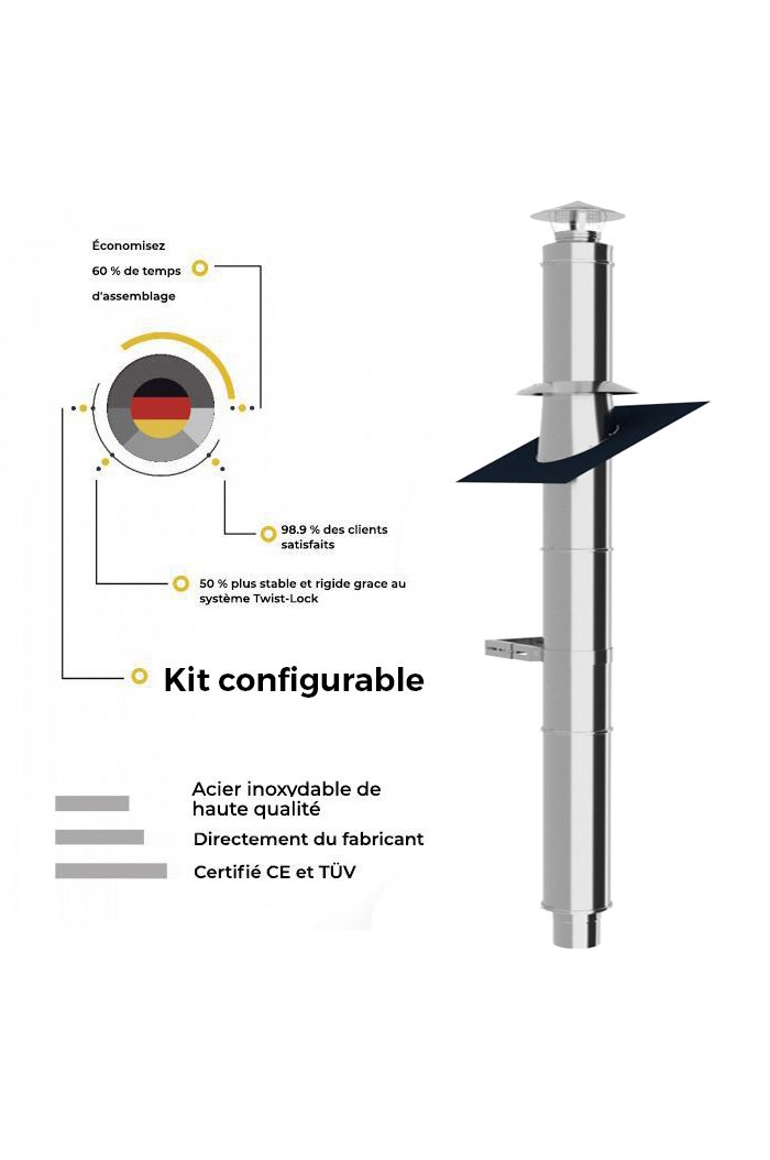 Kits conduit de cheminée (près du mur) 3m jusqu&#039;à 5m - tous les diametres
