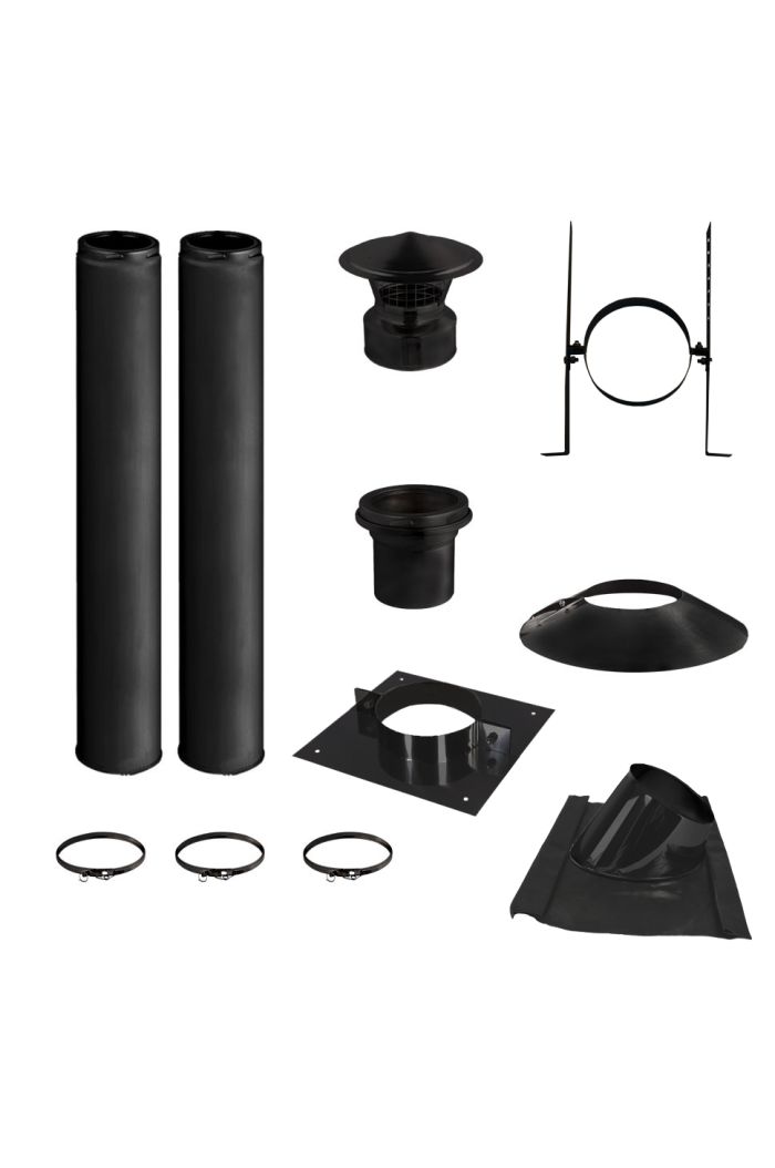Kit conduit de cheminée double paroi intérieur noir mat / noir brillant Ø 130-150-180-200 mm